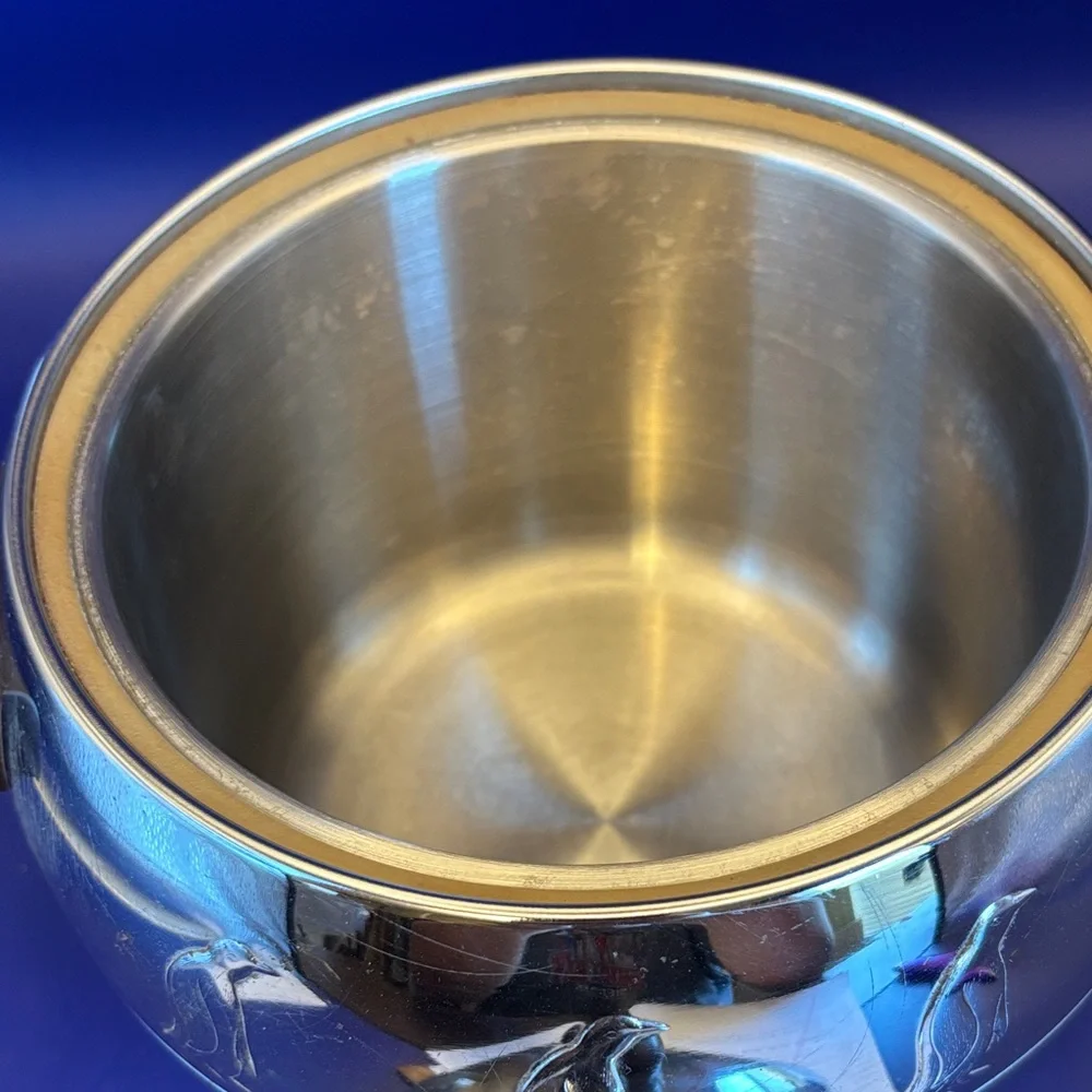 Vintage West Bend Penguin Insulated Ice Bucket, Hot/Cold, w/Wood Handles 1950’s
